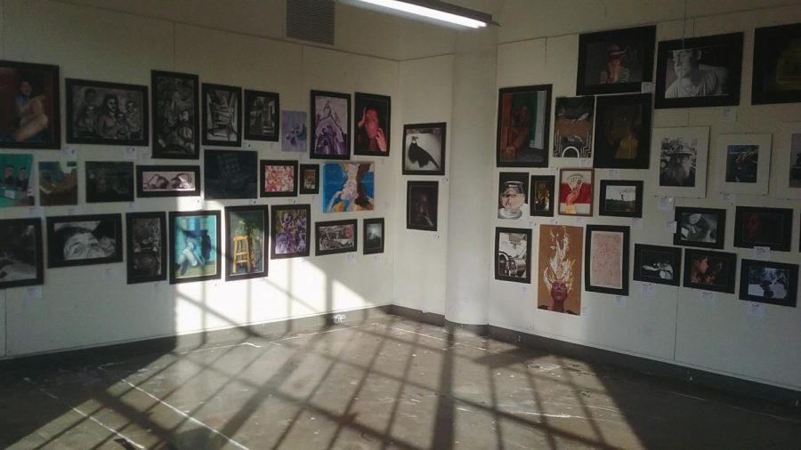 Student gallery display at the Art Academy of Cincinnati, photo by Mattie Foster