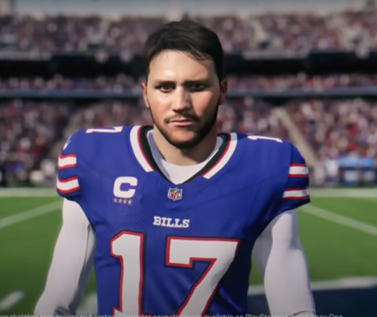 Josh Allen is seen in the new Madden 24 graphic package.

